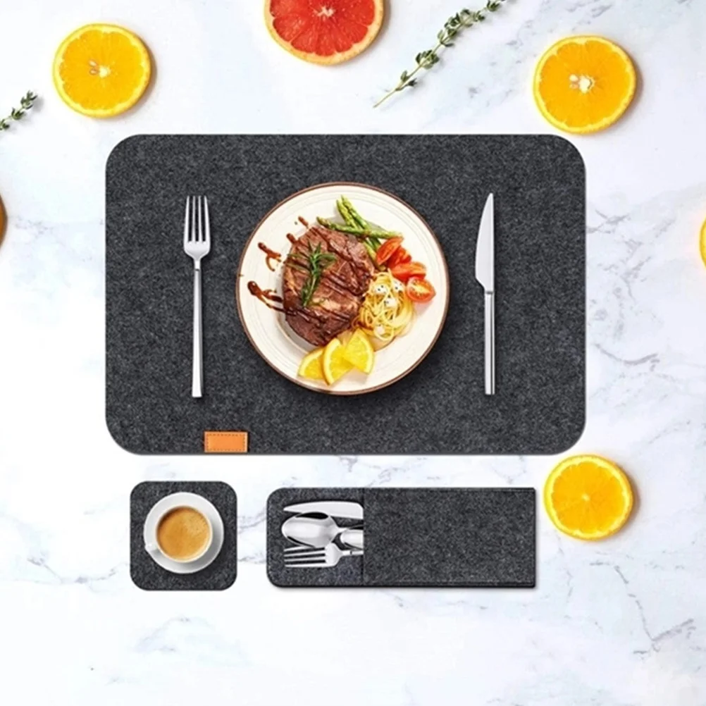 

1Set Felt Place Mat Heat Resistant Placemat Non-Slip Table Mat for Home Restaurant Hotel Party Buffet Simple Design Decor