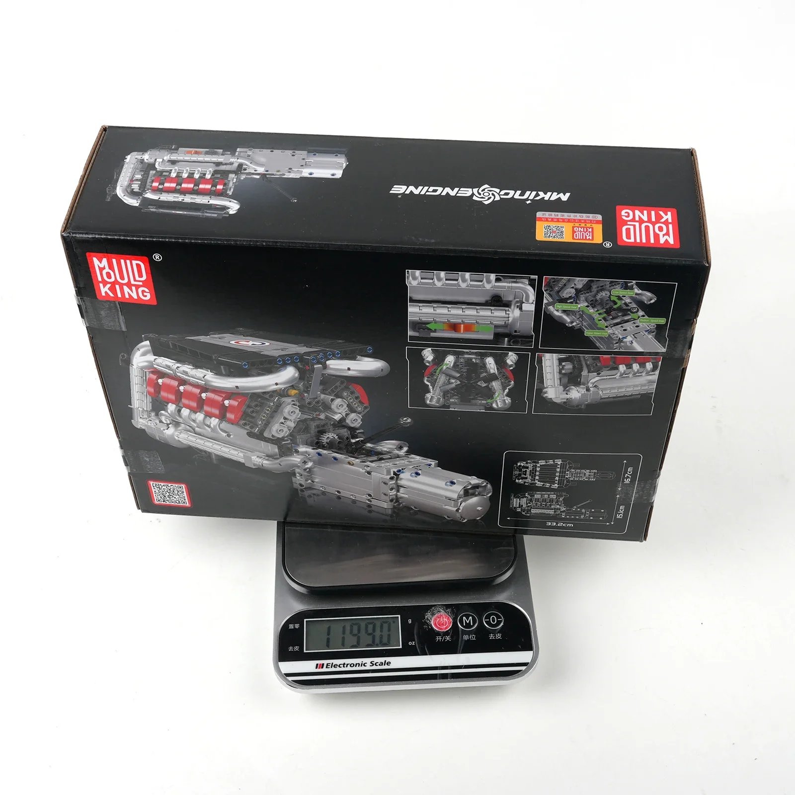 Mould King 10203 MB Merc V8 Engine Building Blocks Technical Car Part with Gearbox Motorized Simulation Model Electrically Drive