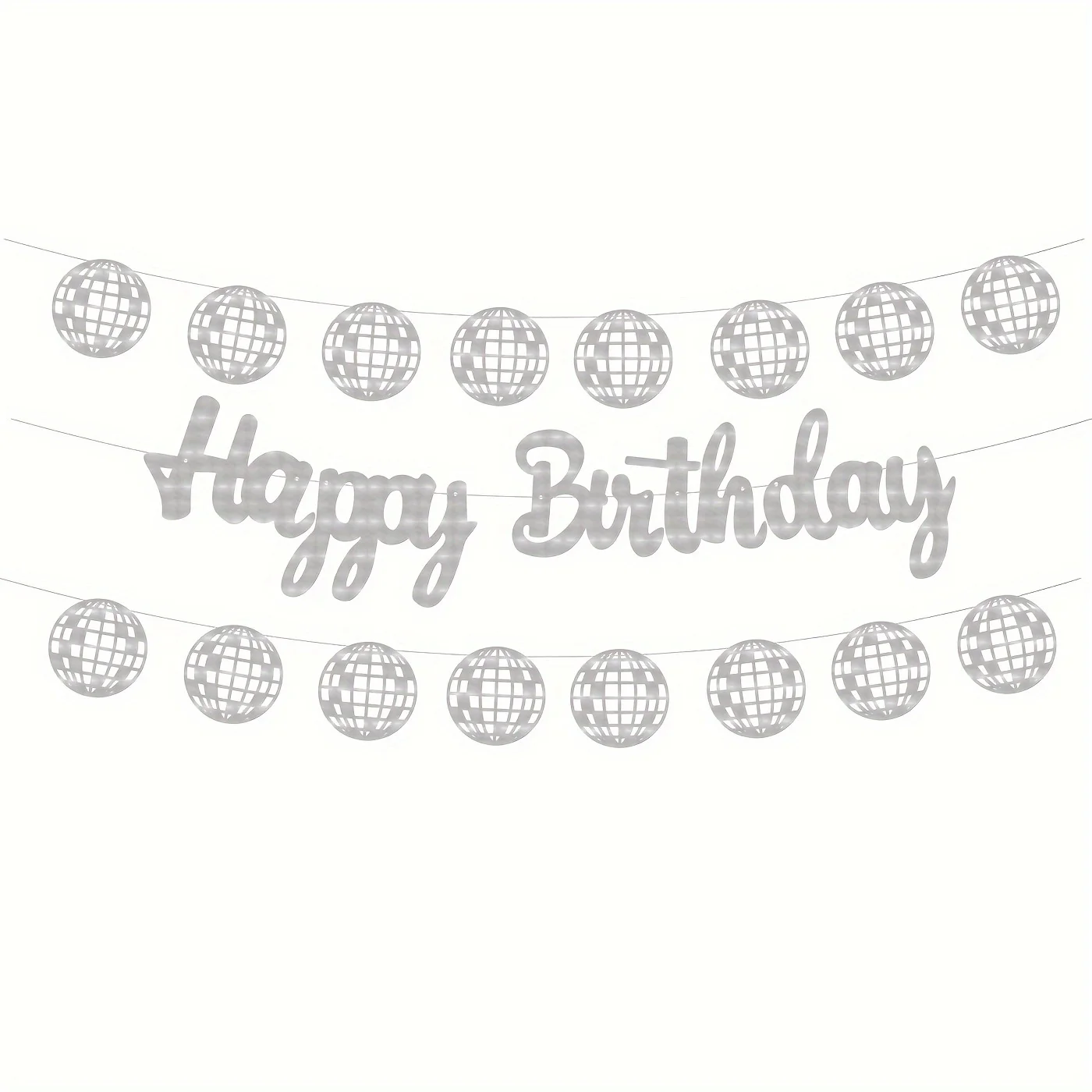 

Disco Ball Birthday Party Decorations Sliver Glitter Happy Birthday Party Disco Ball Cutout Banners for 70s Disco Party Decora