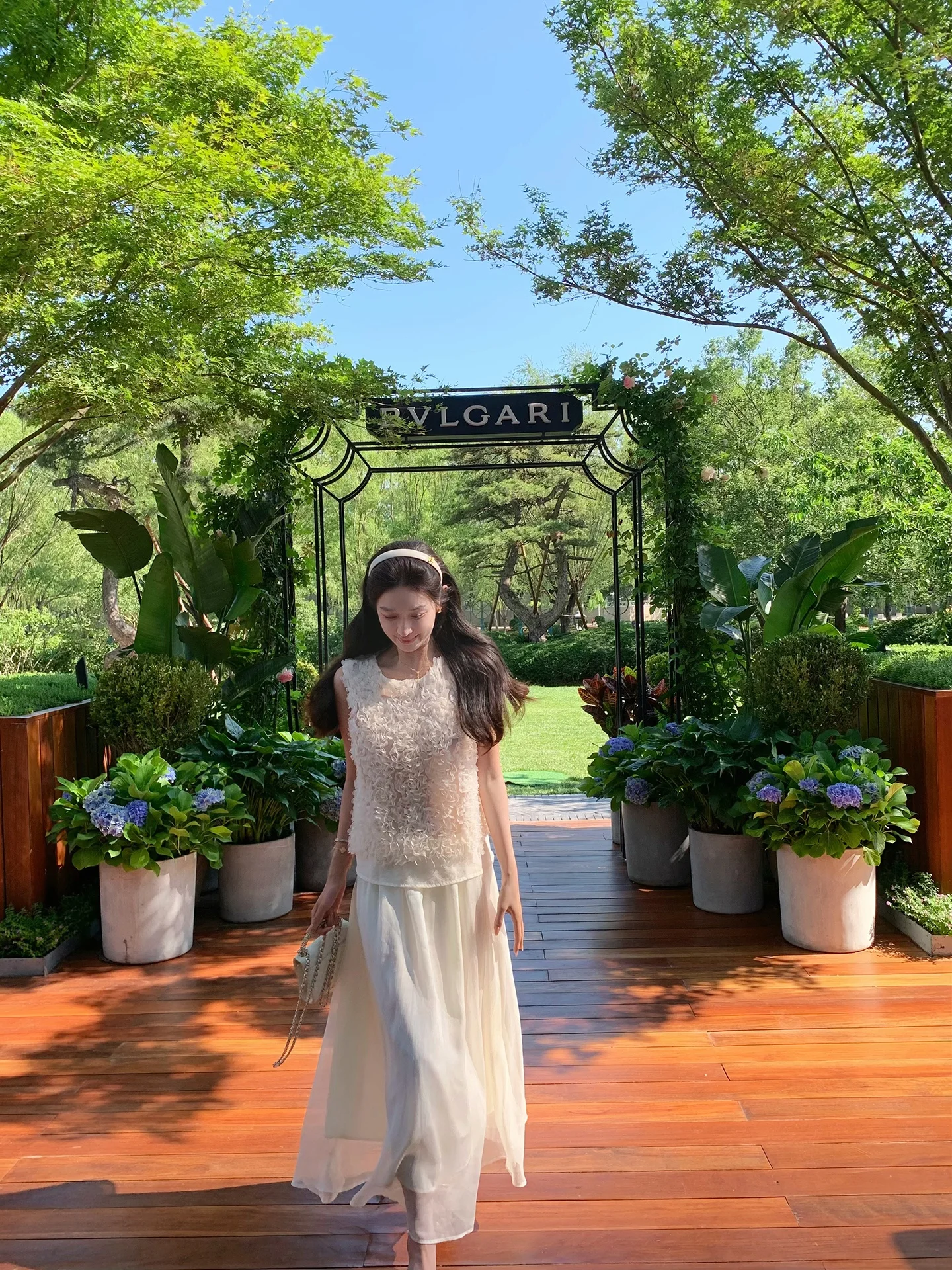 

Cchen Chens Serene Garden High Waist Slimming f Skirt Women's Summer Versatile Gentle White Skirt A-Line Slim Fit Polyester