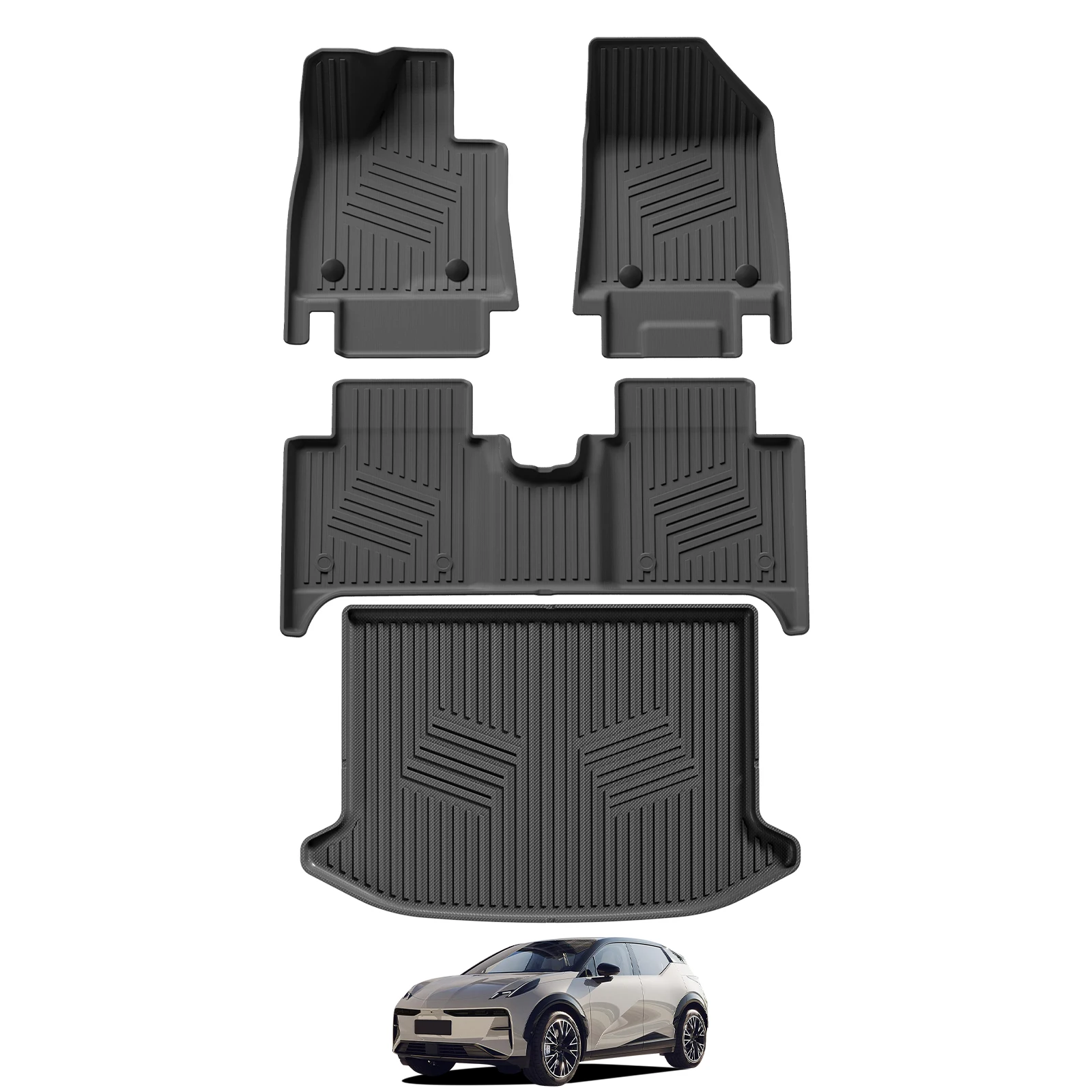 Car Foot Mats Cargo Liner Trunk/Backrest Mat for 5 Seats ZEEKR X TPE All-Weather Accessiories