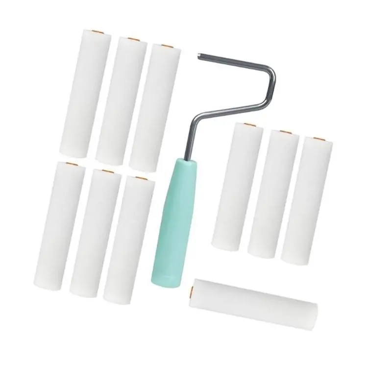 AT43-652F Reusable Sponge Roller Set With Finger Support 10 Brushes Foam Paint Roller Cleaning Equipment