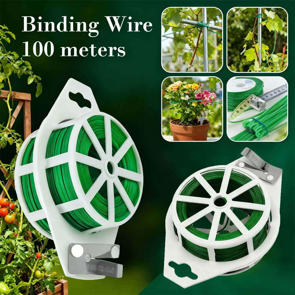 

1-3pcs 100M Plant Twist Ties Iron Wires Support Portable Garden Climbing Cane Fixed Line Multifunction Grape Vines Cable Tie