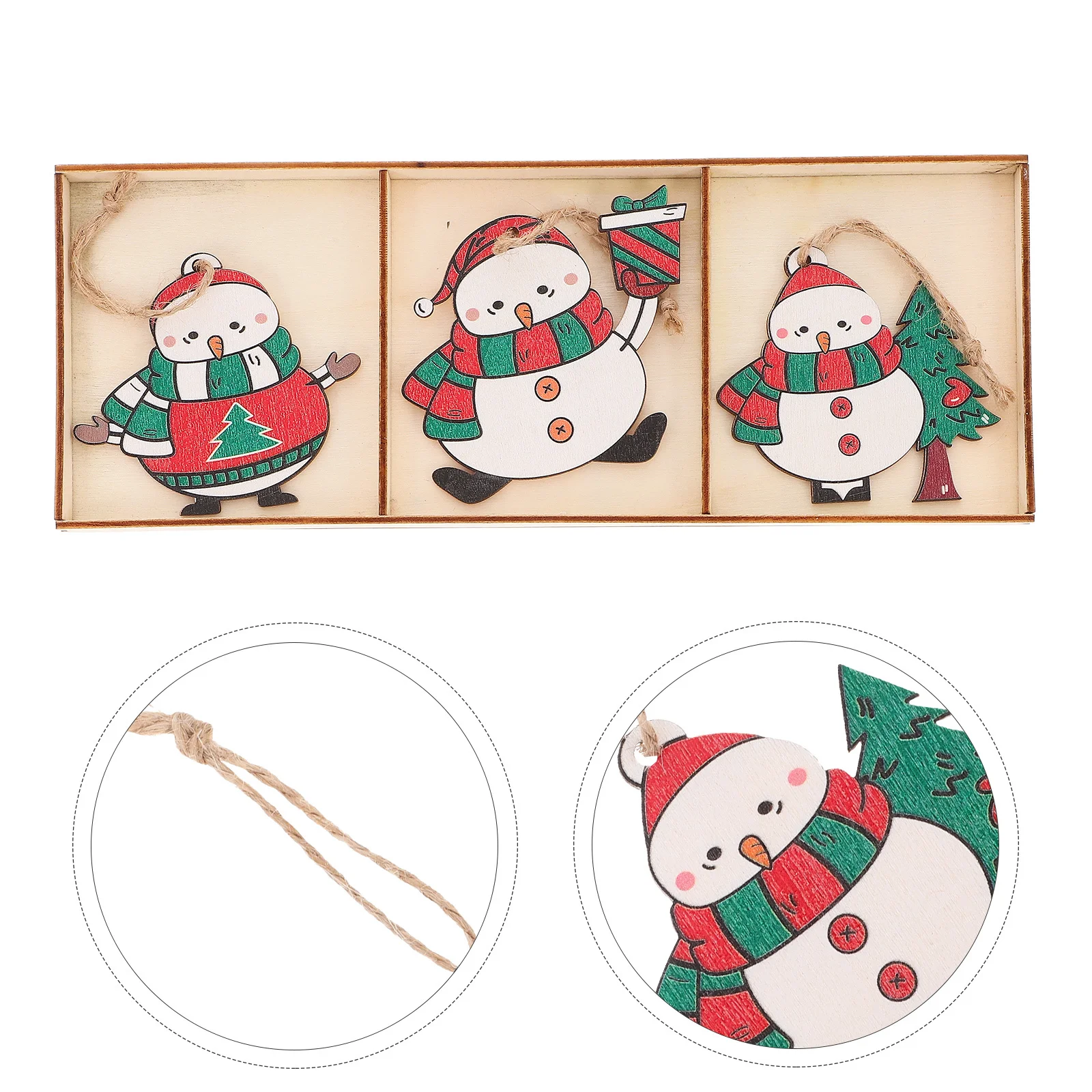 

6 Pcs Home Decor Christmas Ornaments Pendant Party Decoration Wooden Hanging White Tree Decorations