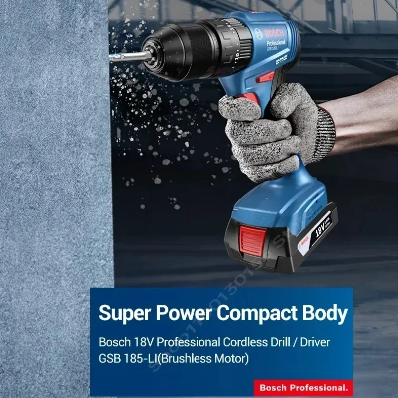 Professional BOSCH GSB 185-LI Wireless Drill Built-in LED Light Compact Body Narrow Space Repair Power Tool