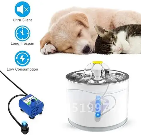 

Water Fountain Cat Automatic Pet Dog Drinking Active Carbon Filter Electric Dispenser Bowl LED Drink Cats Drinker USB Powered