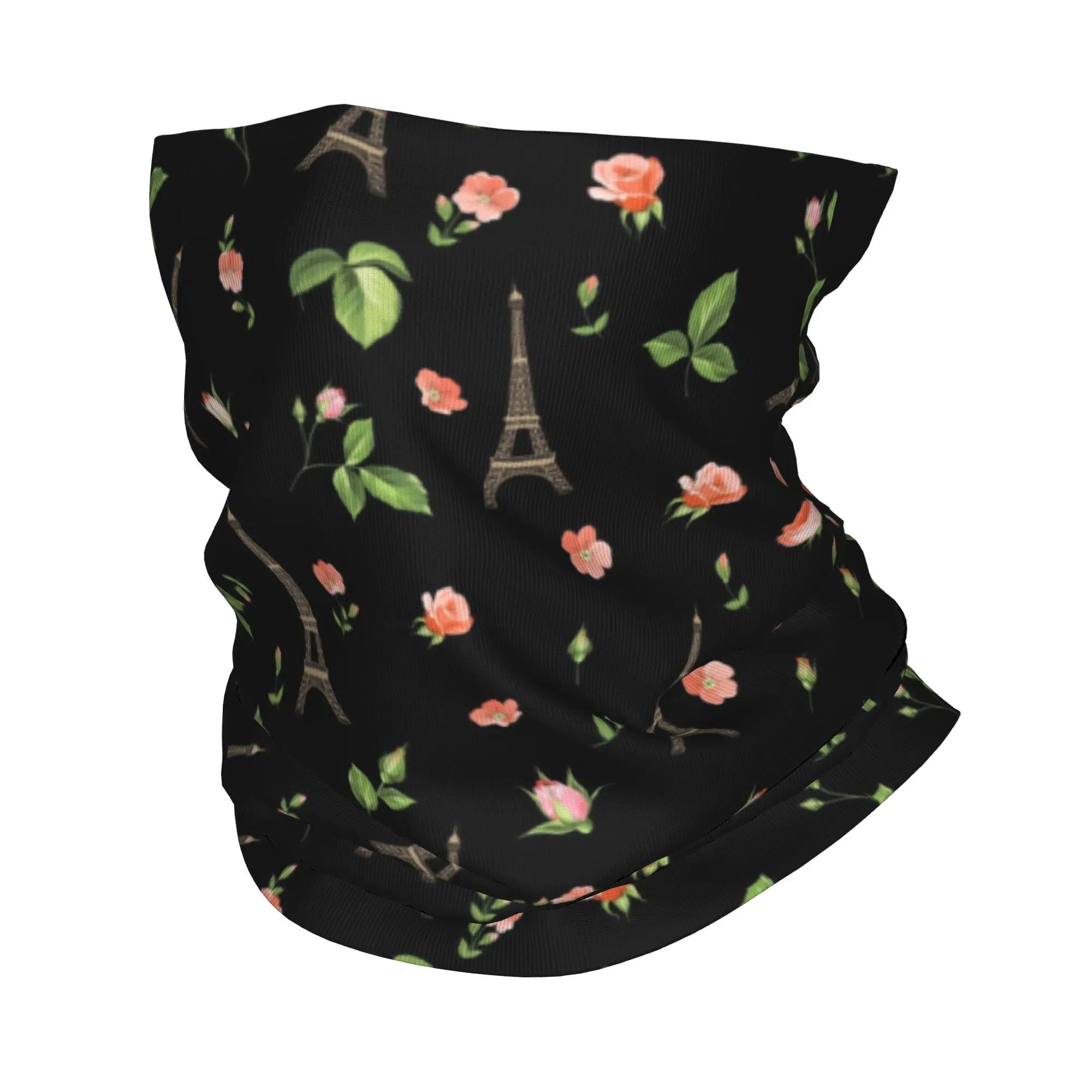 

Custom Paris Eiffel Tower French Roses Bandana Neck Warmer Men Women Winter Ski Hiking Scarf Gaiter Face Cover