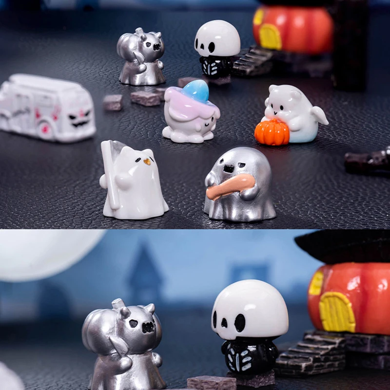 Mini estatuilla fantasma de Halloween, adornos de coche, Micro paisaje, decoración de casa de muñecas, escena, decoración de escritorio DIY, 1Pc