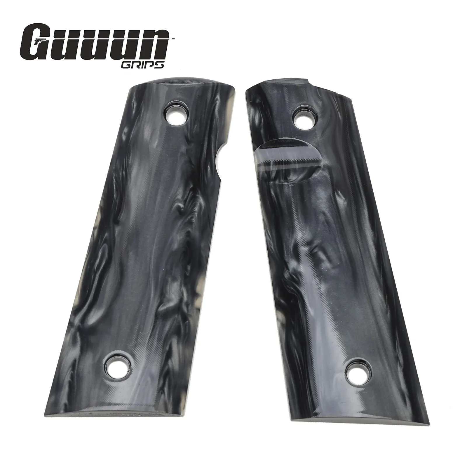 Guuun 1911 Magwell Grips High Polished Synthetic Pearl Resin Ambi Safety Cut