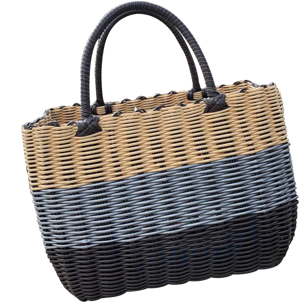 

Storage Baskets Plastic Weave Sundries Basket Desktop Kitchen Living Room Container Proper Capacity Safe Material Lightweight