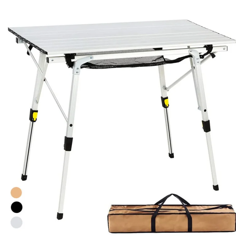 Camping Table Picnic Table Silver Lightweight Adjustable Height Folding Table legs Outdoor Garden Travel with Bag