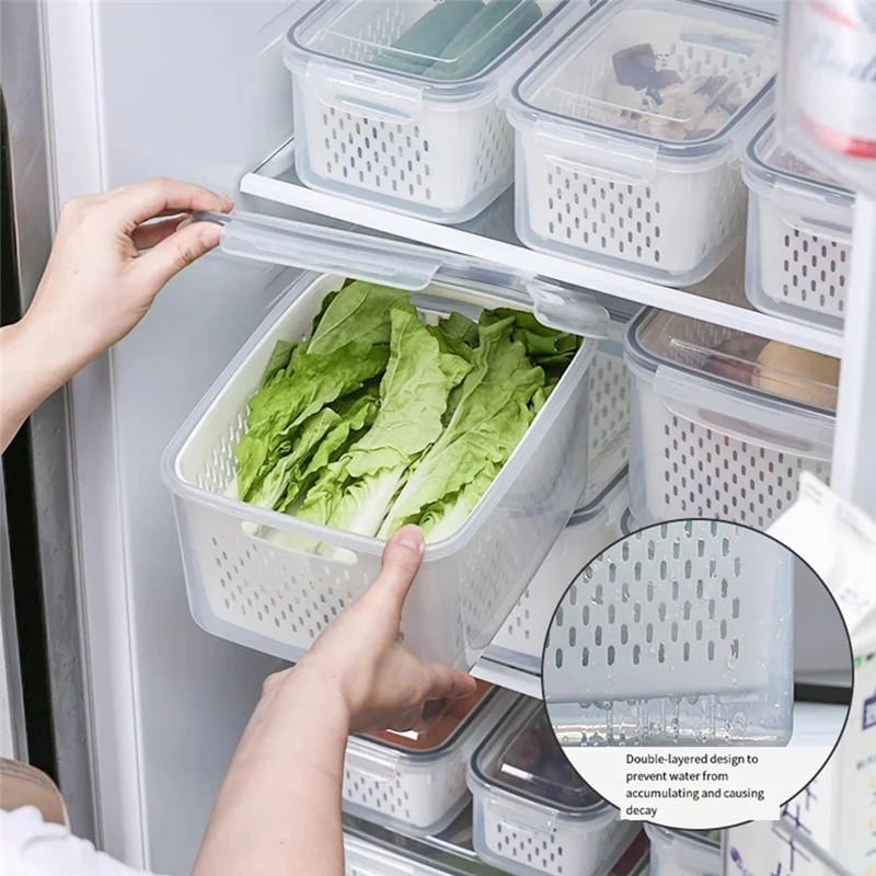 

B08B-Drained Fruit Preservation Box Storage Box With Removable Filter Integrated Fruit Washing Bowl