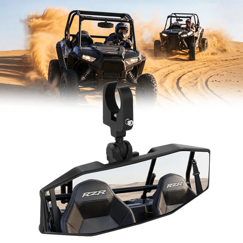 UTV Roll Bar Center Rearview Mirror Wide Convex Lens Adjustable Mount For Polaris RZR Can Am X3 Honda Pioneer Talon Kawasaki