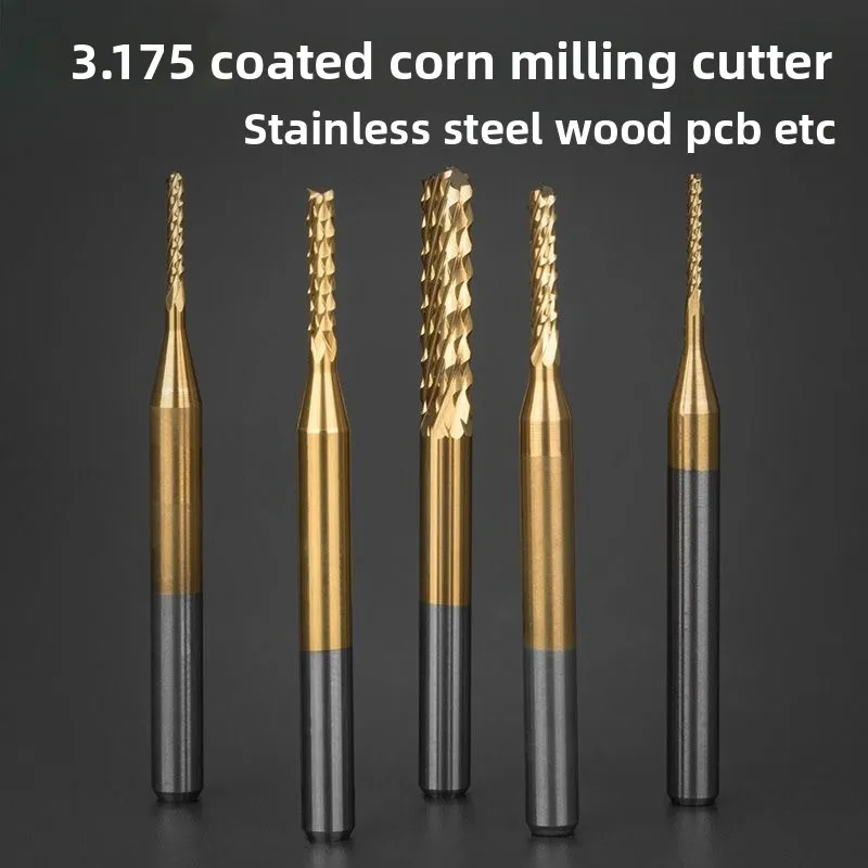 Milling Cutter Daquan Carving Cutter 3.175 Tungsten Steel Electroplating PCB Golden Gong Cutter Woodworking Open Special