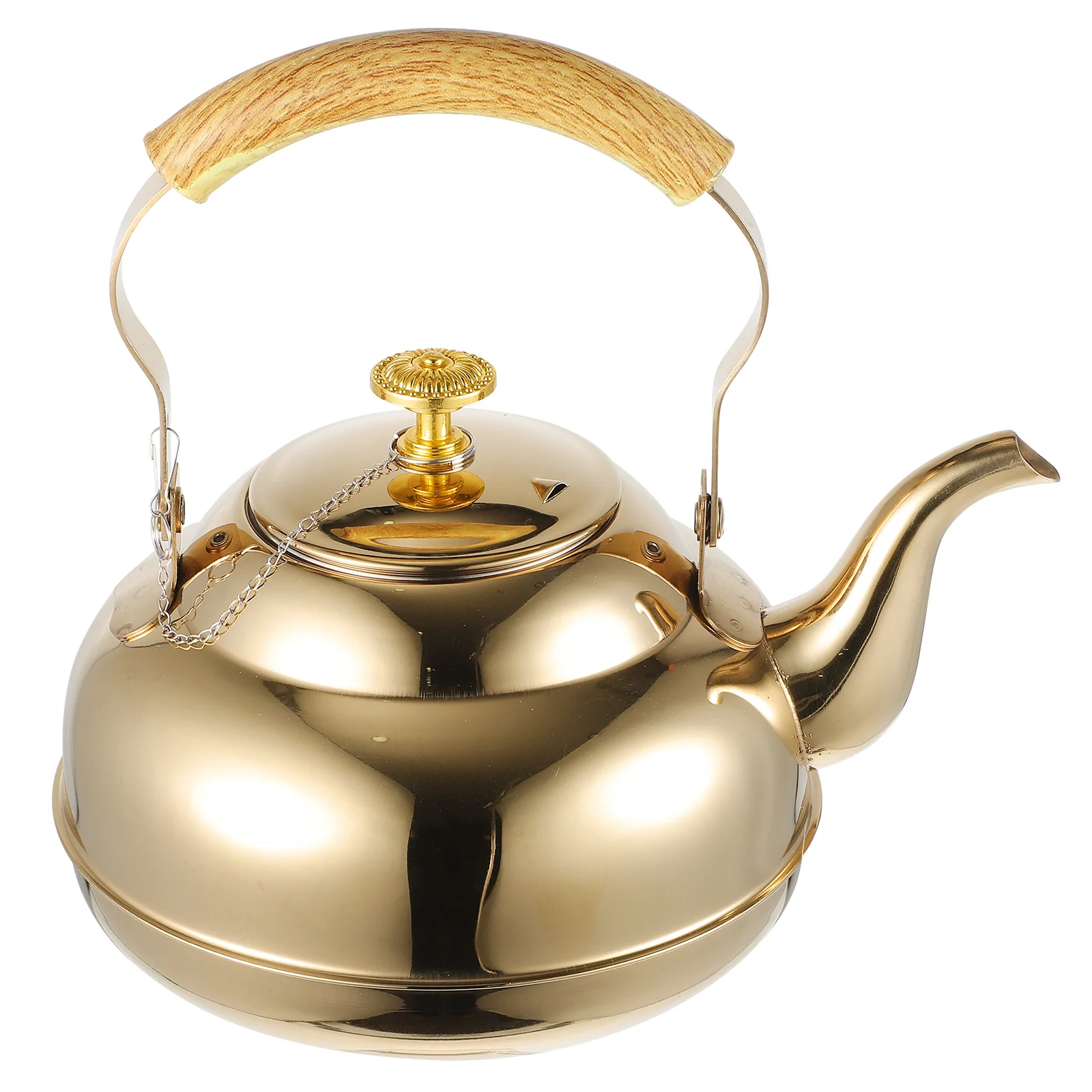 

Stainless Steel Teapot Desktop Decor Home with Handle Tearoom Supplies Portable Kettle Travel Camping Metal Ceramics Water