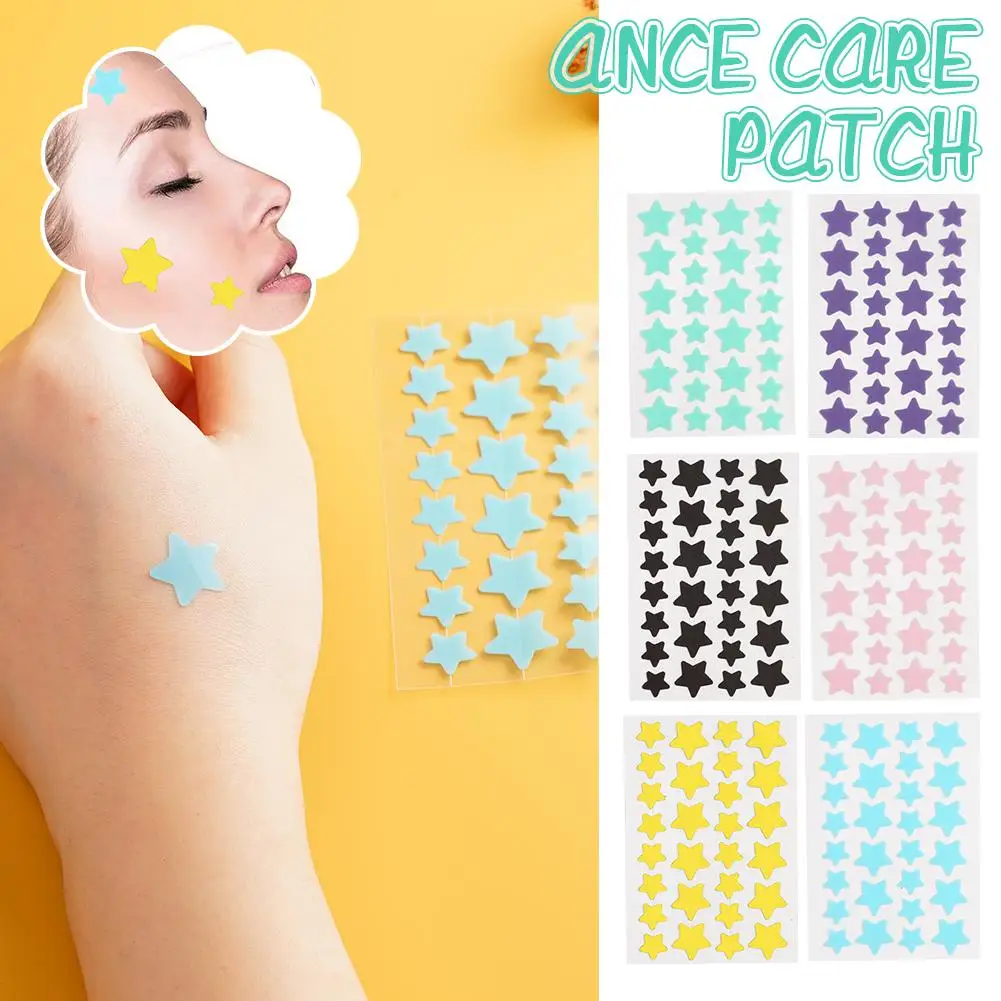 Black Star-Shaped Acne Treatment, Invisible Hydrocolloid Pimple Patch, Blemish Absorbing Stickers,Skin Care Tool