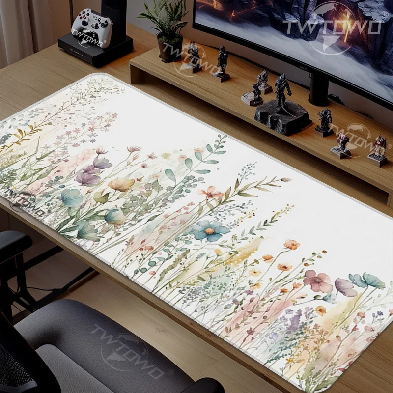 Mouse Pad Watercolor Flowers Gamer printon demand HD Large Home Mousepad XXL Mouse Mat Natural Rubber Office Carpet PC Table Mat