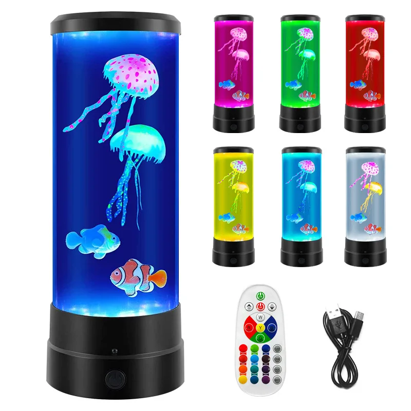 Jellyfish Lamp LED Aquarium Night Light Remote Control 17 Colors Changing Home Decoration Lighting Atmosphere lamp Gift for Kids