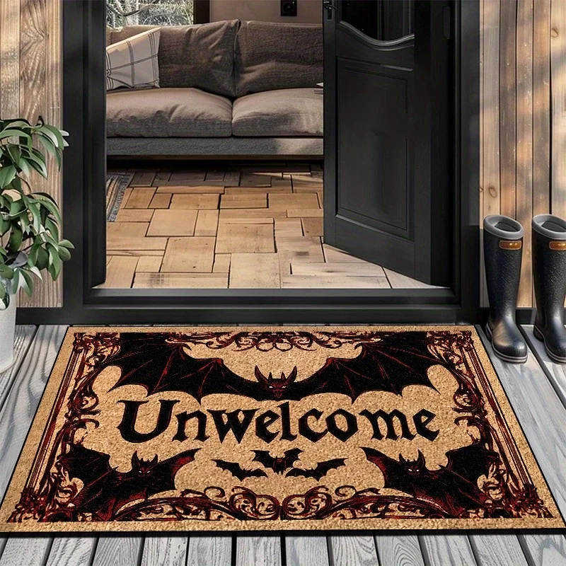 VIKAMA Halloween Carpet Bat Unwelcome Personality Carpet Door Mat Non-Slip Floor Mat Dark Series Outdoor Carpet Home Decoration