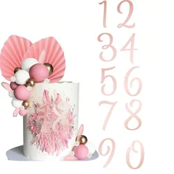 Number 0-9 Happy Birthday Cake Topper Golden Acrylic Wedding Cake Topper Adorn For Kids Birthday Party Holiday Cake Supplies