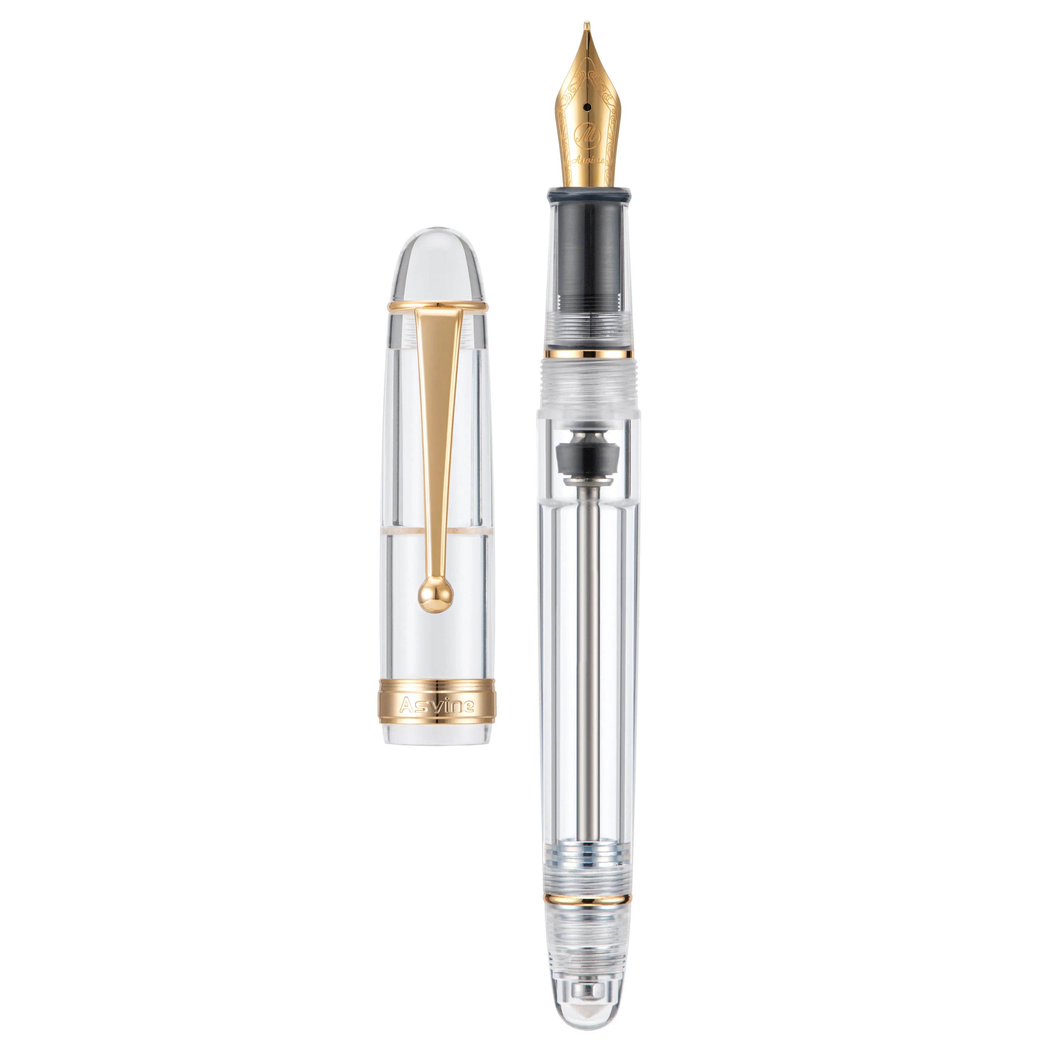 Asvine V126 Vacuum Filling Fountain Pen Matte Black Titanium Nib EF F M Acrylic Body Office Luxury Christmas Gift