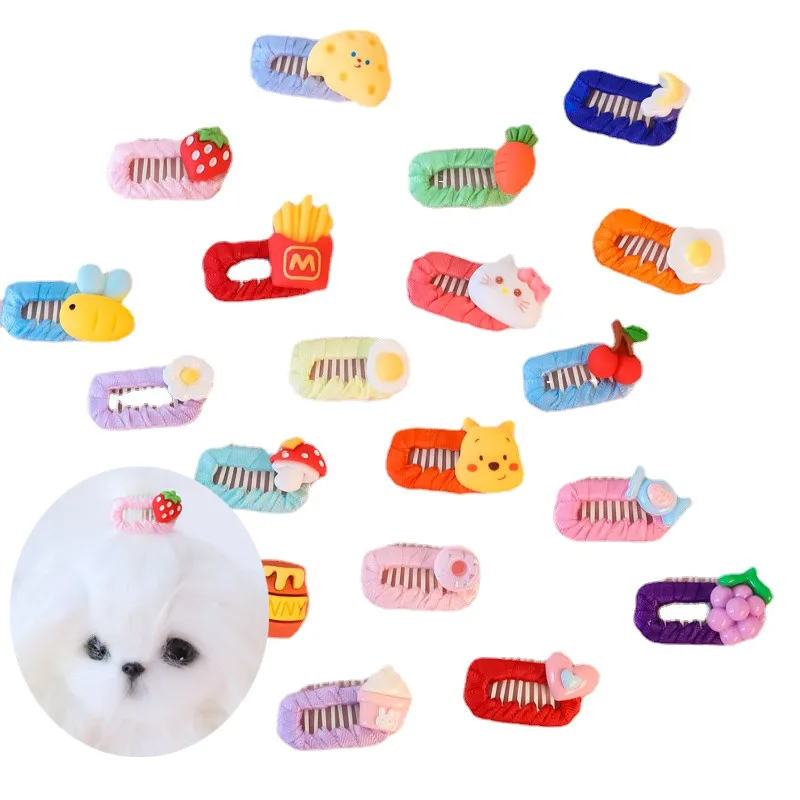 Cute Dog Hair Clips Puppy Hairpin Pet Cat Handmade Hairpin Pet Bow Hair Accessories Multicolor