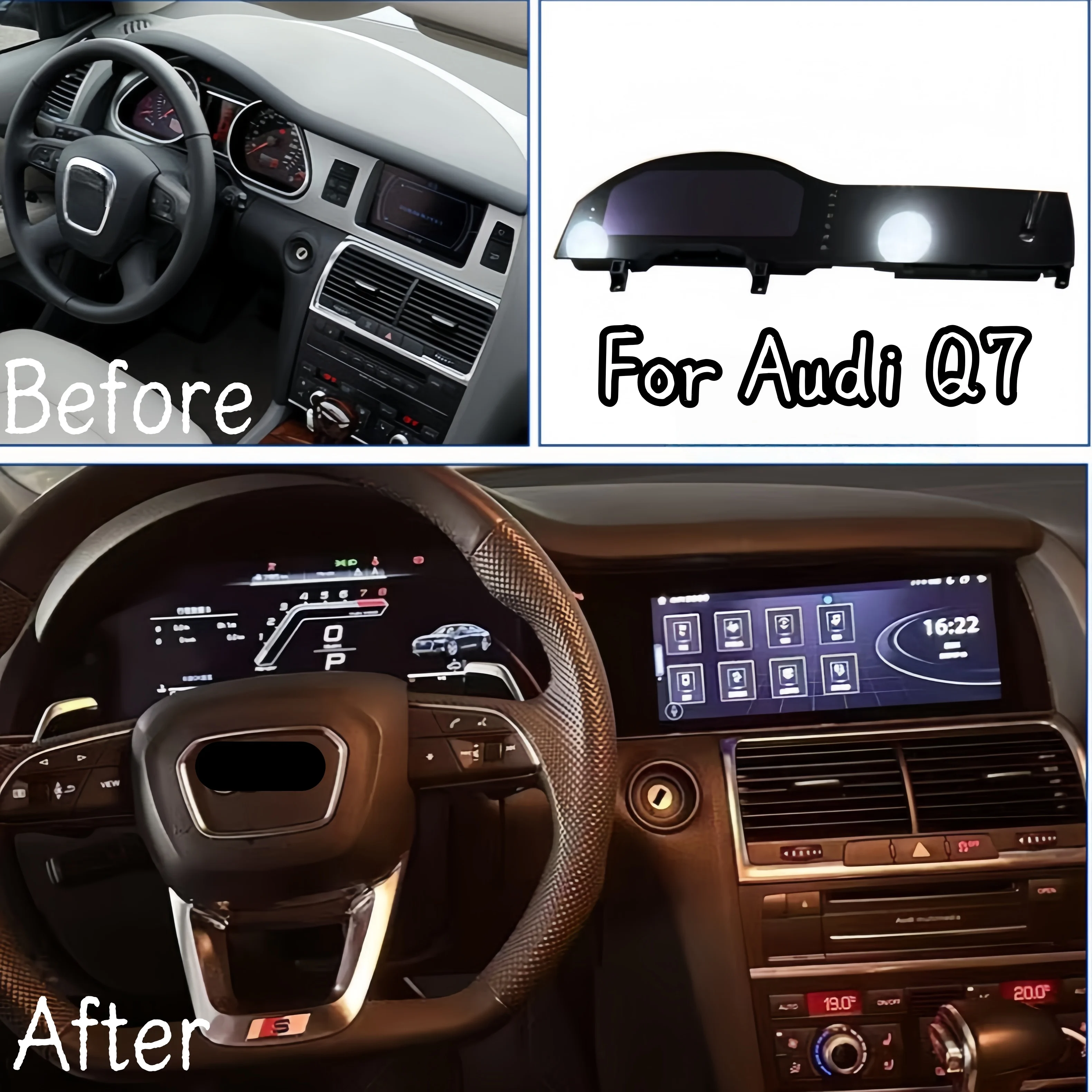 

24,6-дюймовый HD-экран Android 13.0 для Audi Q7 2010-2015 CarPlay Обновление 2026 Автомобильный радиоприемник Кабина Спидометр Одометр