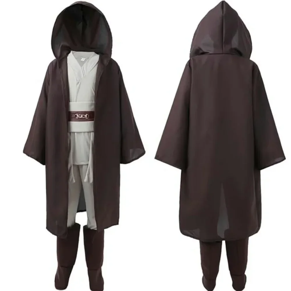 New Kid Children Jedi Knight Cosplay Costume Obi Wan Kenobi Uniform Suit Anakin Skywalker Hooded Robe Cloak Outfits