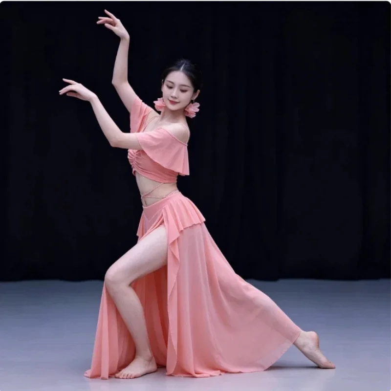 

2026 New Autumn Winter Sexy Shining Oriental Belly Dance Costume Women Practice Performance Stage Dress