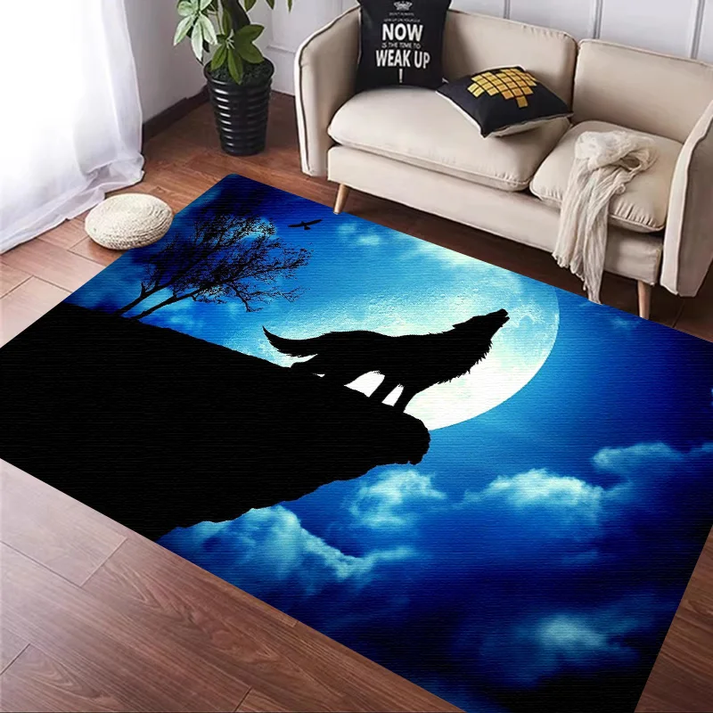 

Большой ковер с 3D принтом снежного волка, ковер для украшения гостиной, дивана, стола, прихожей, балкона, длинный напольный коврик, противоскользящий коврик