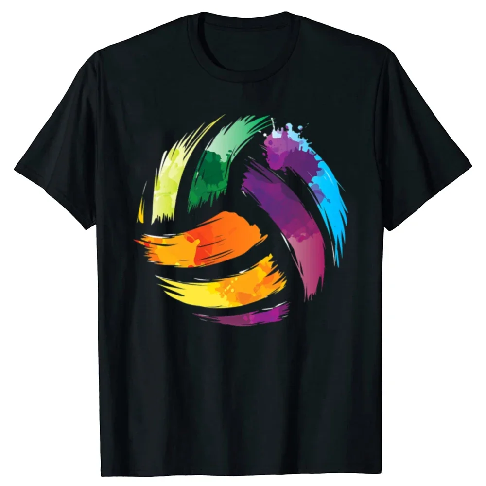 Funny Birthday Gift Colorful Volleyball Cute Colorsplash Ball T Shirt Men Women Short Sleeve T-Shirt Harajuku Graphic TShirts