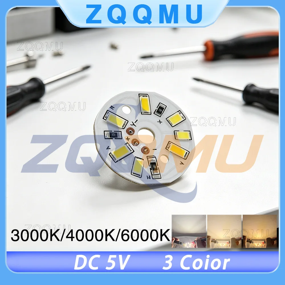 10Pcs DC5V Dimmable LED Chip Board 3W 6W 10W SMD5730 2835 Dual Color Round Panel USB DIY Lamp Beads For Light Strip