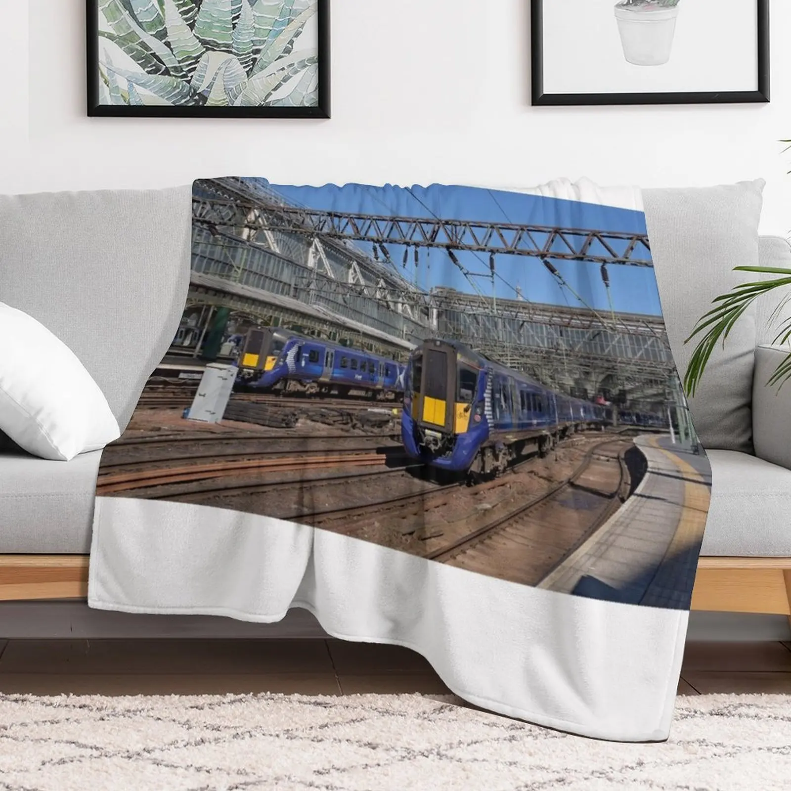 Scotrail Class 380 trains at Glasgow Central Station Throw Blanket