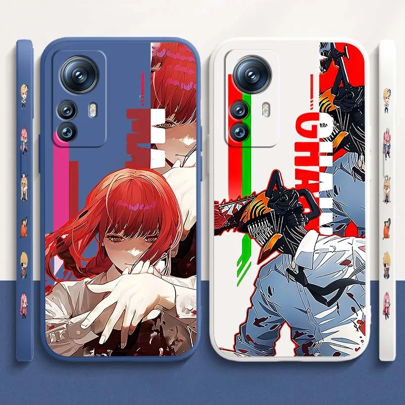 

Anime Chain Saw Man Phone Case For Xiaomi Mi 15 14 13 13T 12 12T 12S 11 11i 11X Lite Pro Ultra 5G Liquid Left Rope