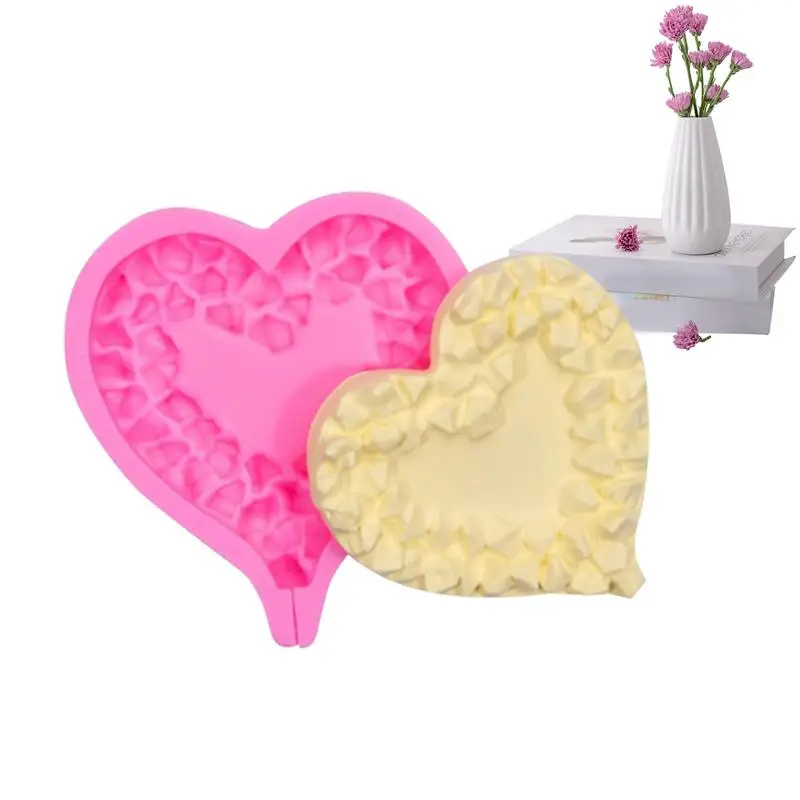 Heart Fondant Molds Silicone 3D Heart Shape Mold For Cake Topper Jewelry Pastry Chocolate Cake Jelly Pudding Handmade Soap Mould