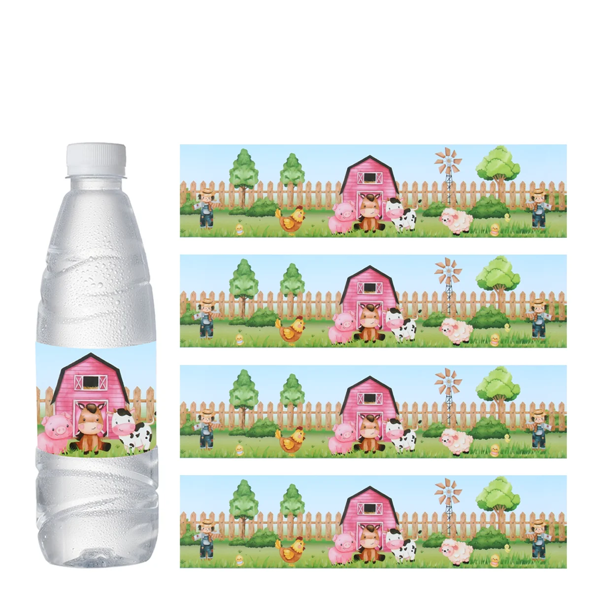 Pink Farm Animals Theme Bottle Stickers Birthday Party Supplies Farm Theme Birthday Party Decorations Baby Shower Girls Decor