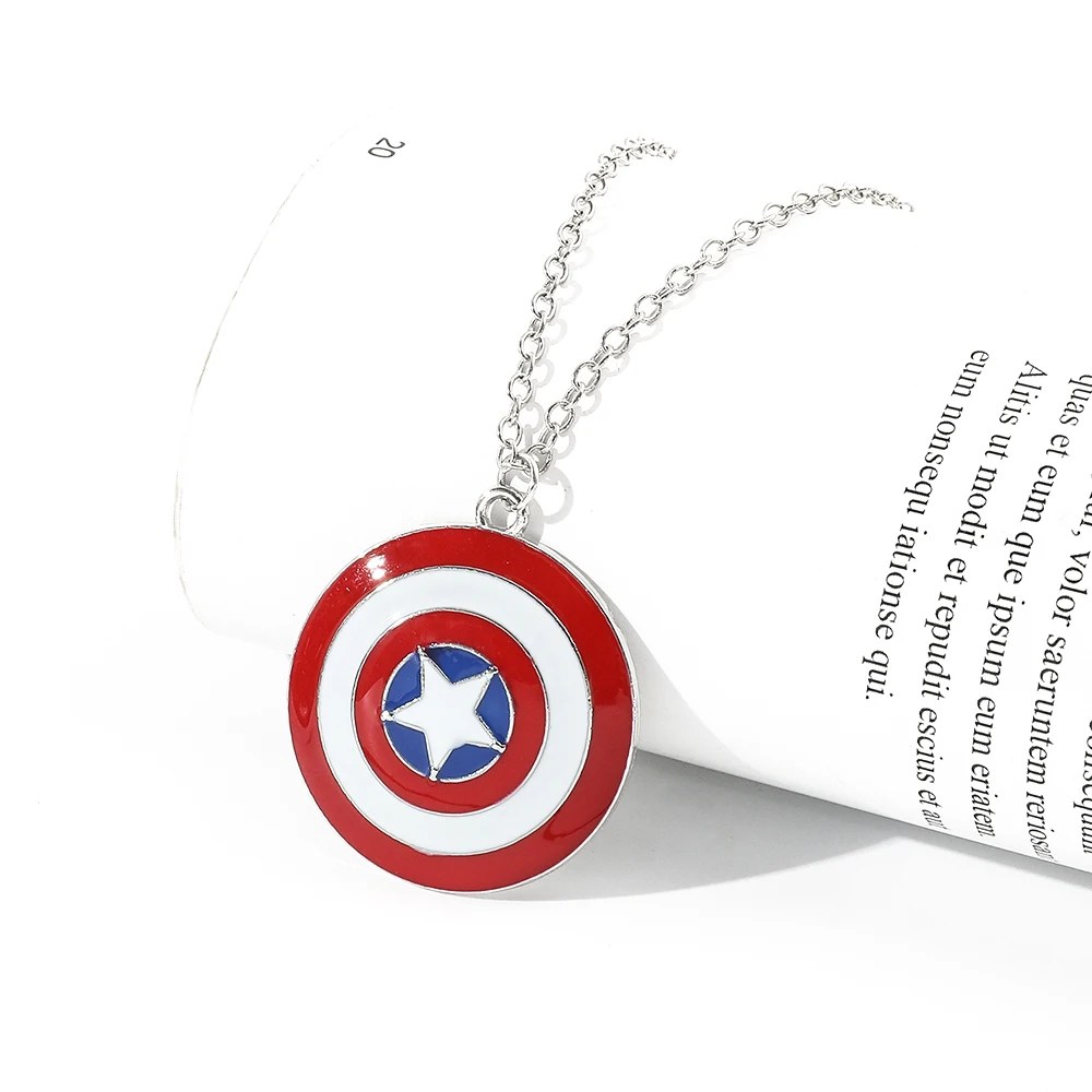 Captain America Shield Anhänger-Halskette, Superhelden-Mode, Punk-Stil, Cosplay-Schmuck für Damen und Herren, trendiges Accessoire – Detail 1
