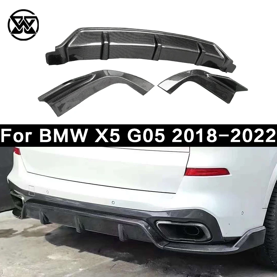 For BMW X5 G05 2018-2022 Carbon Fiber Rear Bumper Lip Diffuser Spoiler Side Splitter Apron Guard Body Kit