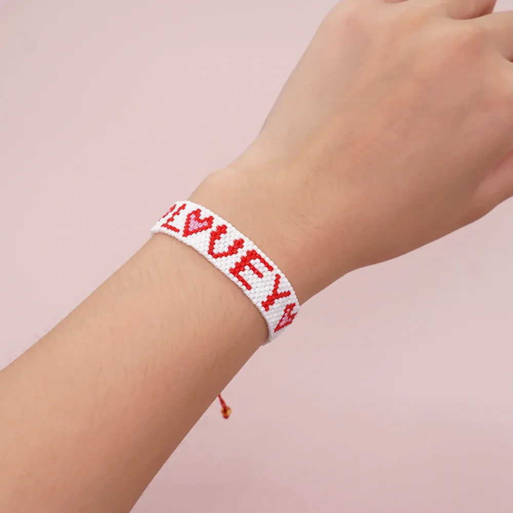 

ZGMXR Rice bead bracelet Heart Colorful LOVE Geometry Hand-woven Fashion Simple Adjustable Female Bohemia Beaded bracelet