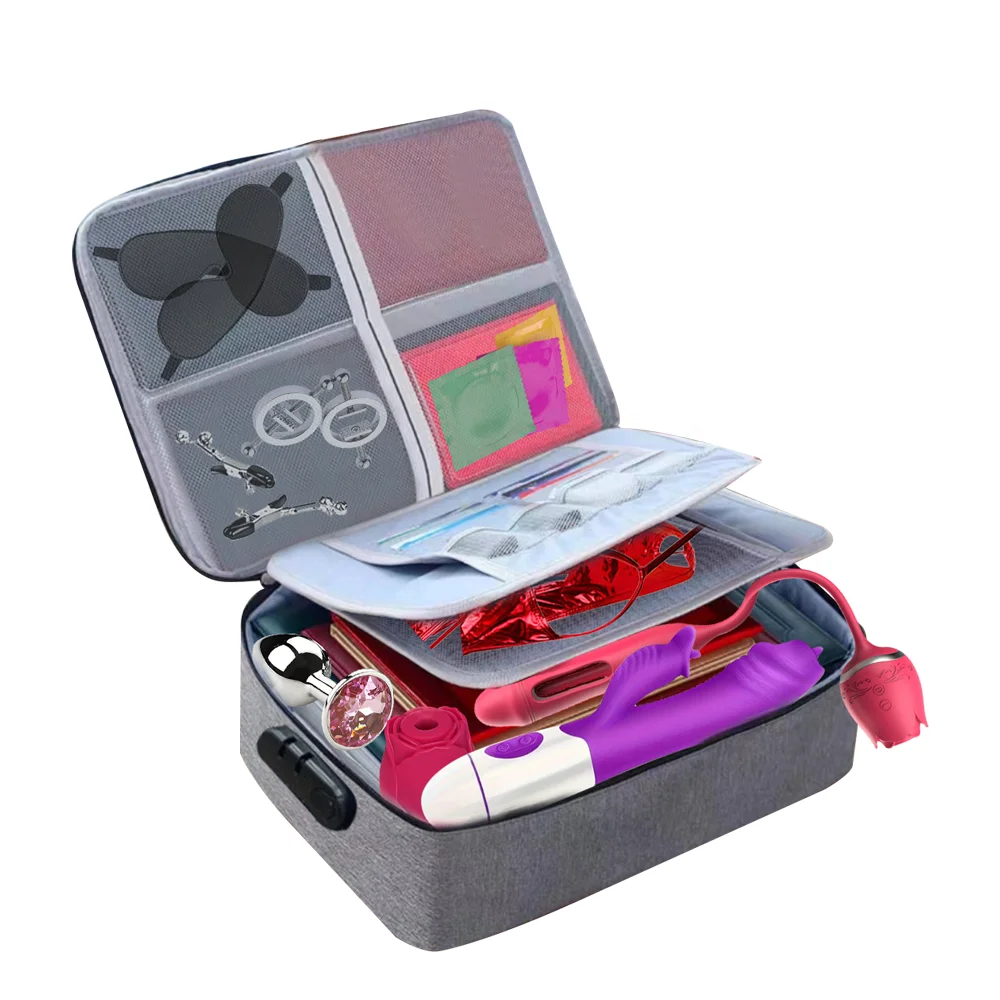 Opbergtas voor seksspeeltjes voor volwassenen, organisator voor seksspeeltjes met slot, kan seksspeeltjes bevatten zoals kuisheidskooi, dildo, plug anale, enz.