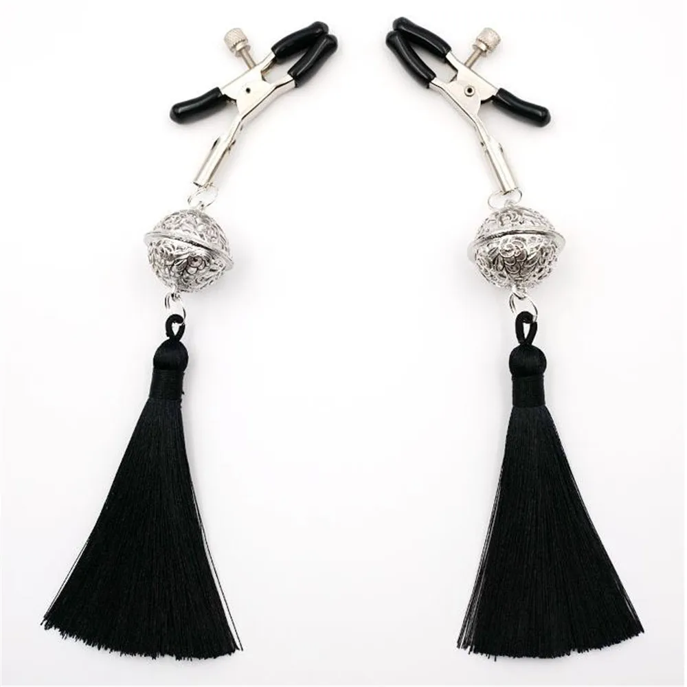 1 Pair Metal Bells Nipple Clamps With Tassel SM Nipple Ring Flirting Teasing Slave Bdsm Girl Exotic Access Breast Enlargement 5