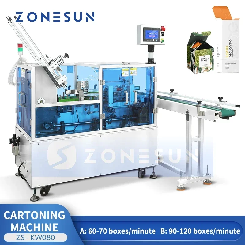Zonesun ZS-KW080 Single-sided Cartoning Machine Horizontal Cartoner Carton Folding Machine for Open Top Boxes