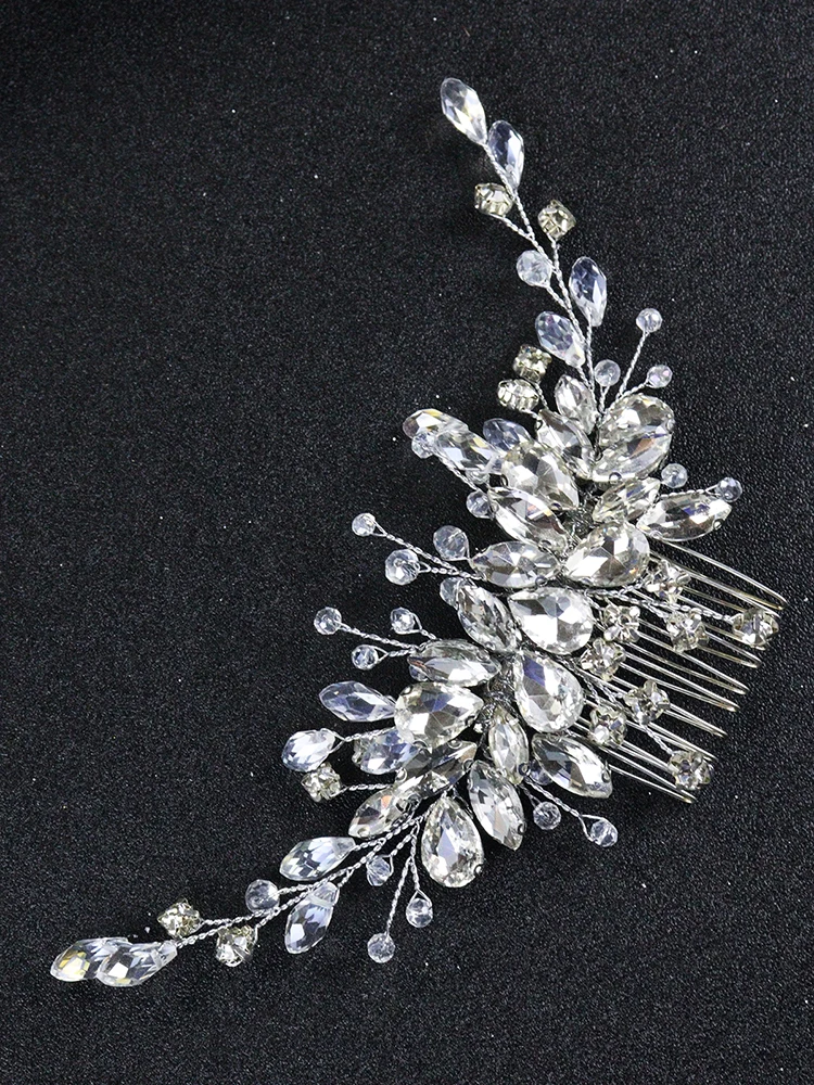 Silver Rhinestone Hair Comb Bride Hair Accessories for Women Crystal Handmade Wedding Head Jewelry Party Bridesmaid Girls Gifts