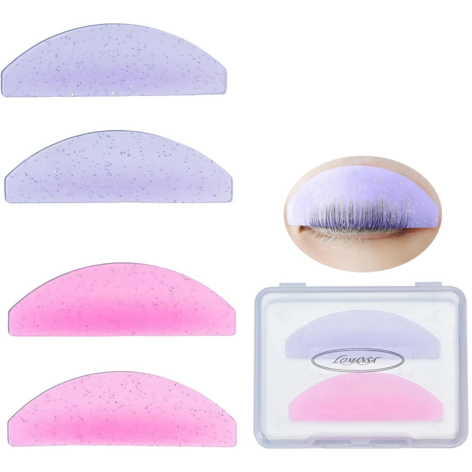Lomansa 2Pcs Korean Lash Lift Shields Flat Lash Lift Silicone Pads For Perming Lotion No.1 Eyelash Softening Shields Makeup Tool