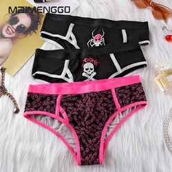 Sexy T-shaped Underwear Women's Triangle Pants Mid Waist Fashion Skull Print Comfortable Breathable Half Hip Girl Underwear