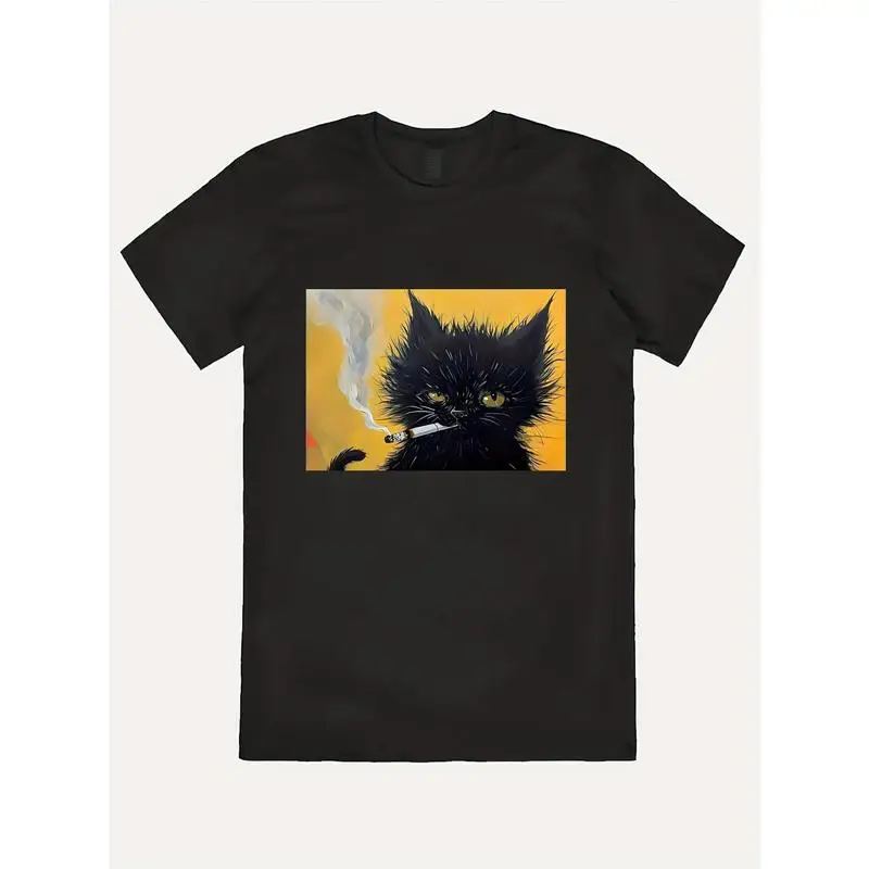

"Funny Smoking Cat T-Shirt for Women | Retro Cartoon Animal Graphic Tee | Sarcastic Humor Gift"