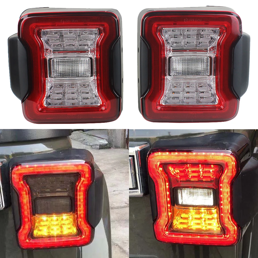 1 Pair ABS Led Taillight Rear Brake Back-up Taillights For Jeep Wrangler JK 2007-2017 J363