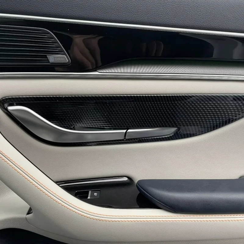 

Carbon Fiber Inner Door Bowl Handle Frame Cover Trims Car Decorative Accessories For BYD SONG PLUS EV DM-i 2020-2024