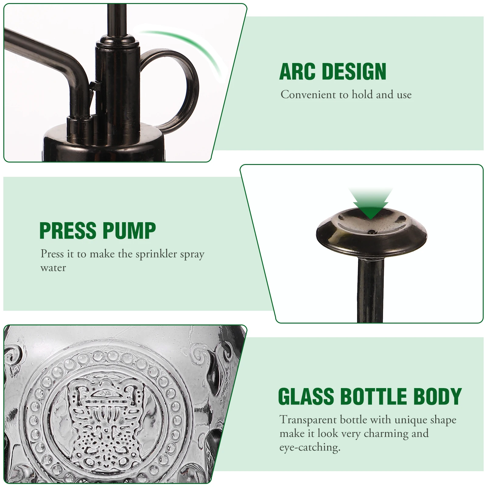 

Glass Watering Spray Bottle Vintage Transparent Can for Indoor Outdoor Plants Bonsai Succulents Plant