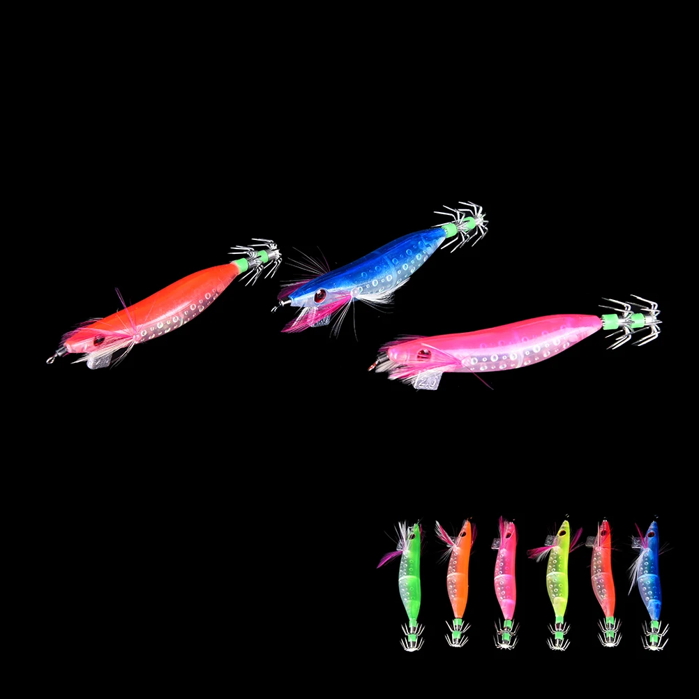 High Quality 1pc 10cm Glow in Dark Luminous Fishing Lures Baits Squid Egi Shrimp jigs Hooks